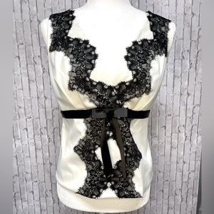 NWT Cache Cream/Black Lace Sleeveless Top. Sz. Med